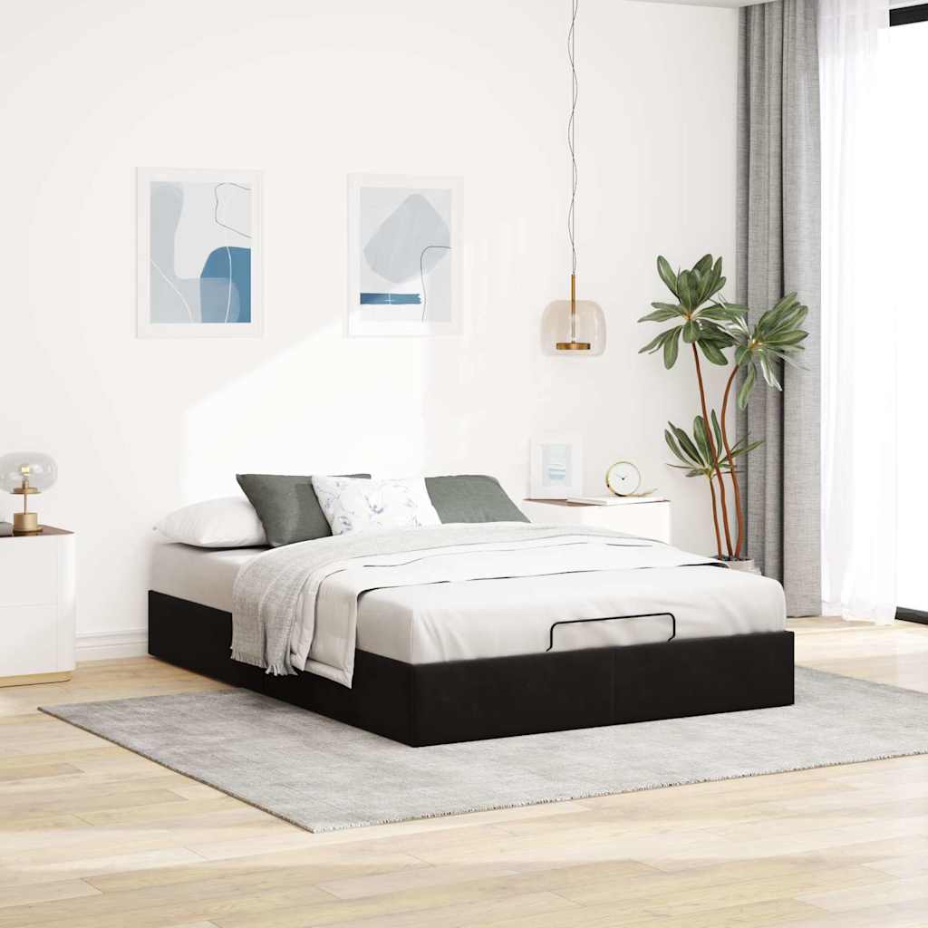 Ottoman bedframe zonder matras 140x200 cm fluweel zwart