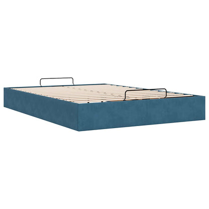 Ottoman bedframe zonder matras 140x200 cm fluweel donkerblauw