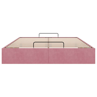 Ottoman bedframe zonder matras 140x200 cm fluweel roze