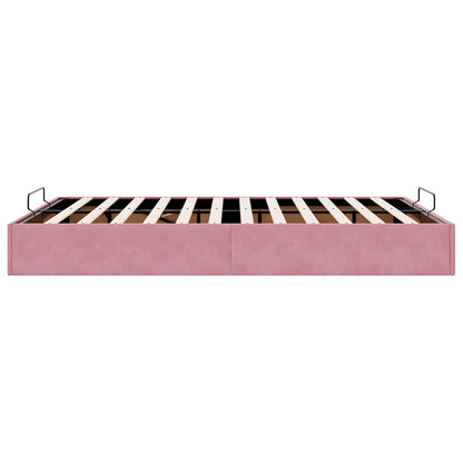 Ottoman bedframe zonder matras 140x200 cm fluweel roze