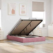 Ottoman bed frame without mattress 140x200 cm velvet pink
