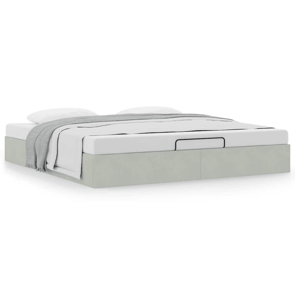 Ottoman bedframe zonder matras 160x200 cm fluweel lichtgrijs