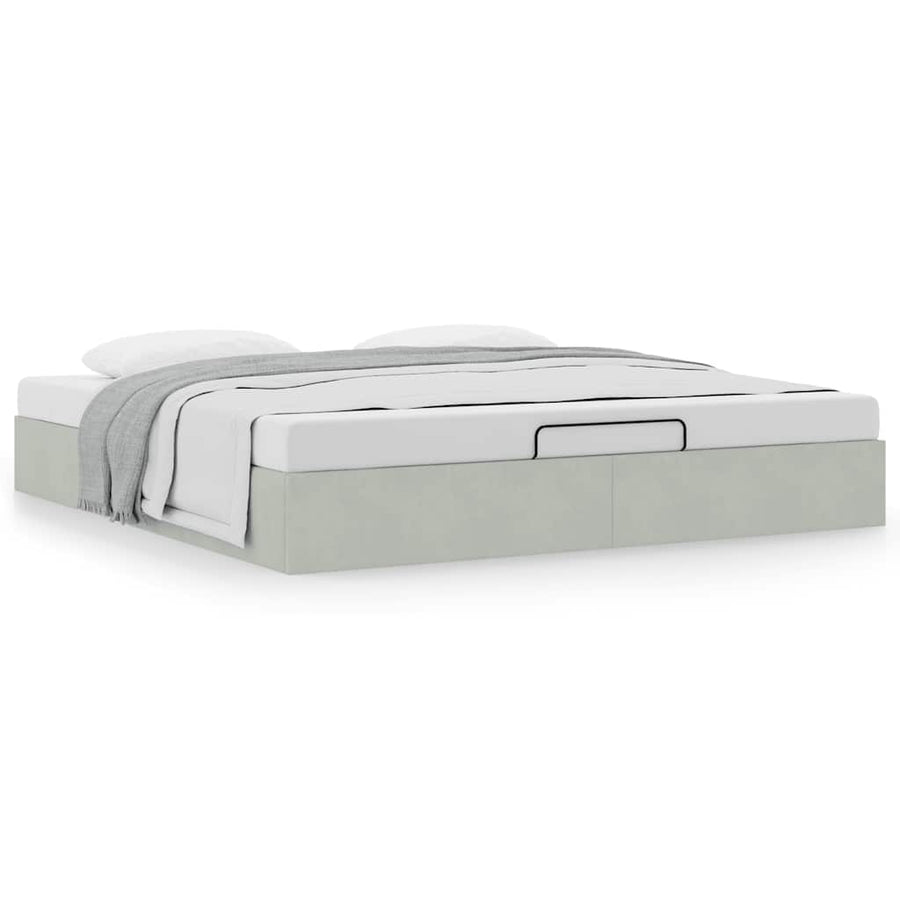 Ottoman bedframe zonder matras 160x200 cm fluweel lichtgrijs