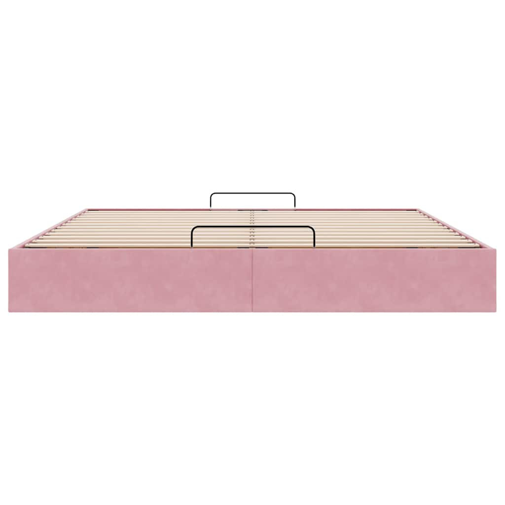 Ottoman bedframe zonder matras 160x200 cm fluweel roze