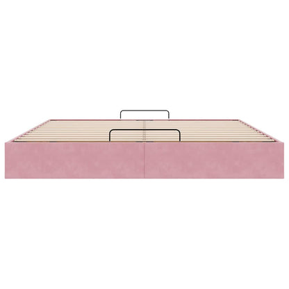 Ottoman bedframe zonder matras 160x200 cm fluweel roze