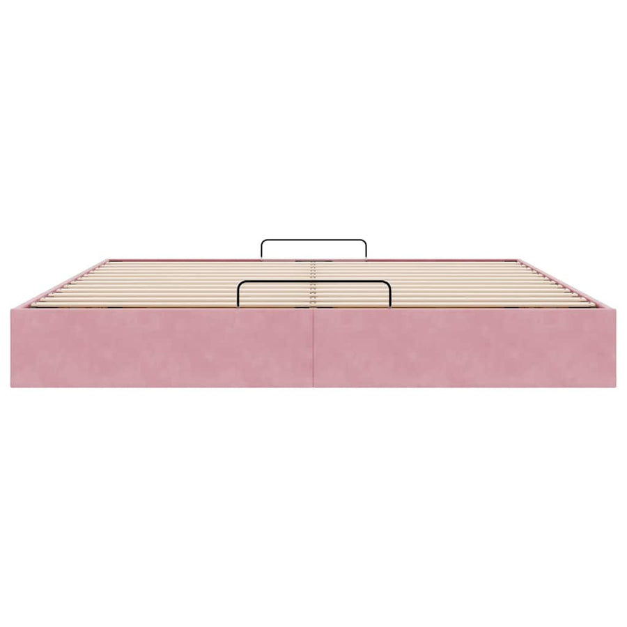 Ottoman bedframe zonder matras 160x200 cm fluweel roze