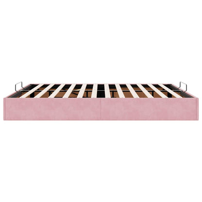 Ottoman bedframe zonder matras 160x200 cm fluweel roze