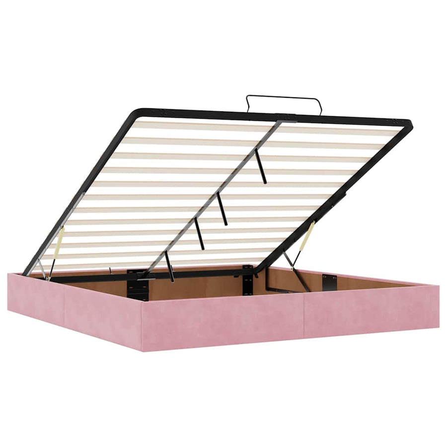 Ottoman bedframe zonder matras 160x200 cm fluweel roze