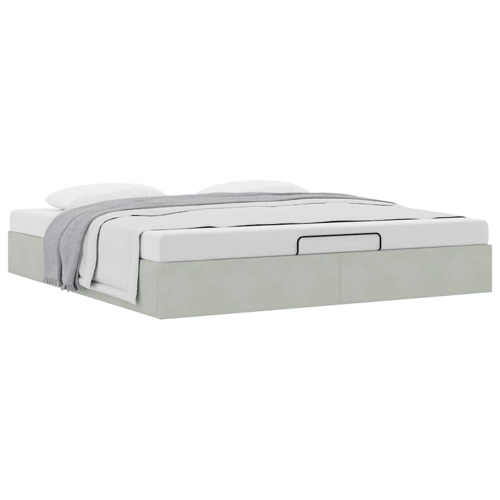 Ottoman bedframe zonder matras 180x200 cm fluweel lichtgrijs