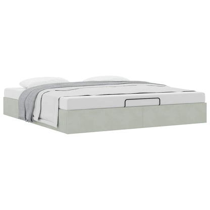 Ottoman bedframe zonder matras 180x200 cm fluweel lichtgrijs