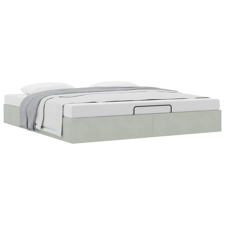 Ottoman bedframe zonder matras 180x200 cm fluweel lichtgrijs