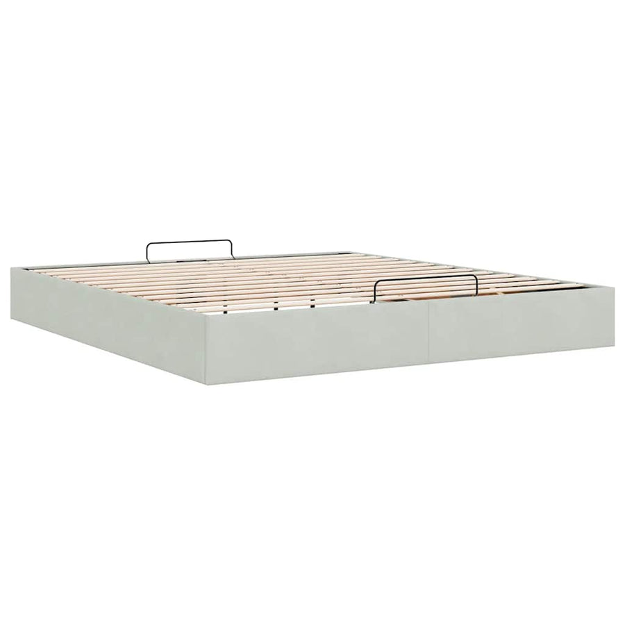 Ottoman bedframe zonder matras 180x200 cm fluweel lichtgrijs