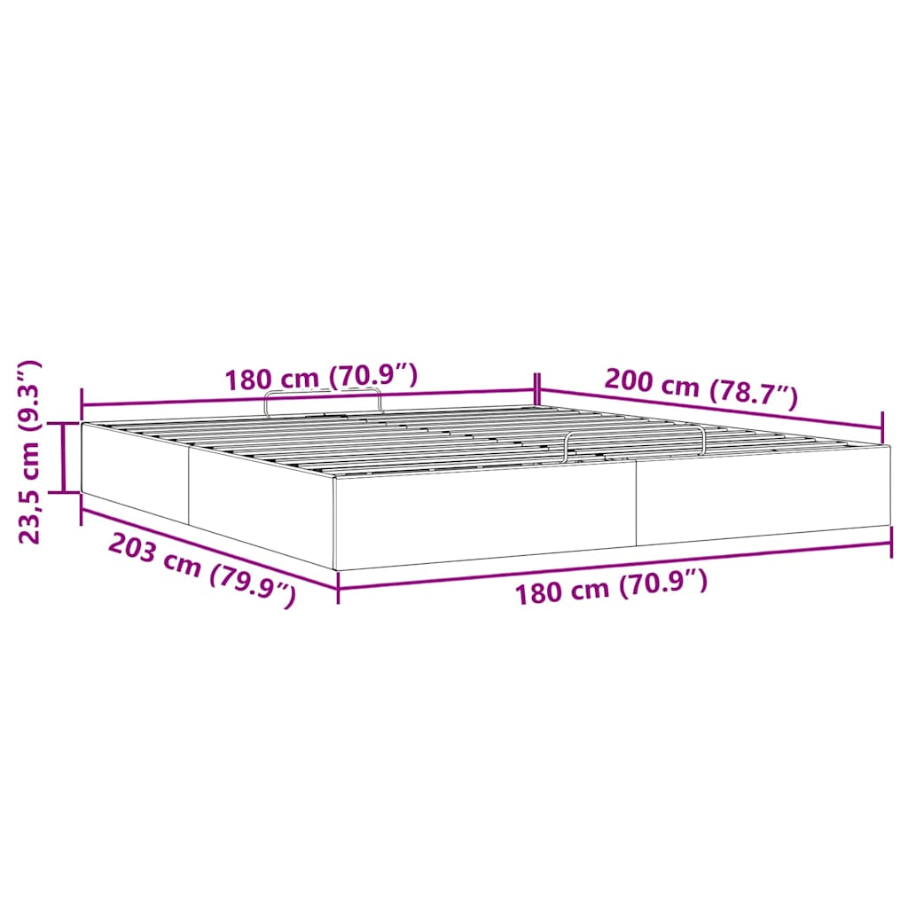 Ottoman bedframe zonder matras 180x200 cm fluweel lichtgrijs