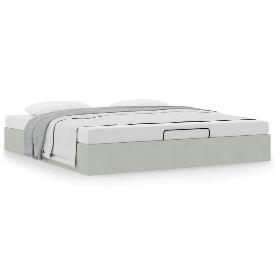 Ottoman bedframe zonder matras 180x200 cm fluweel lichtgrijs