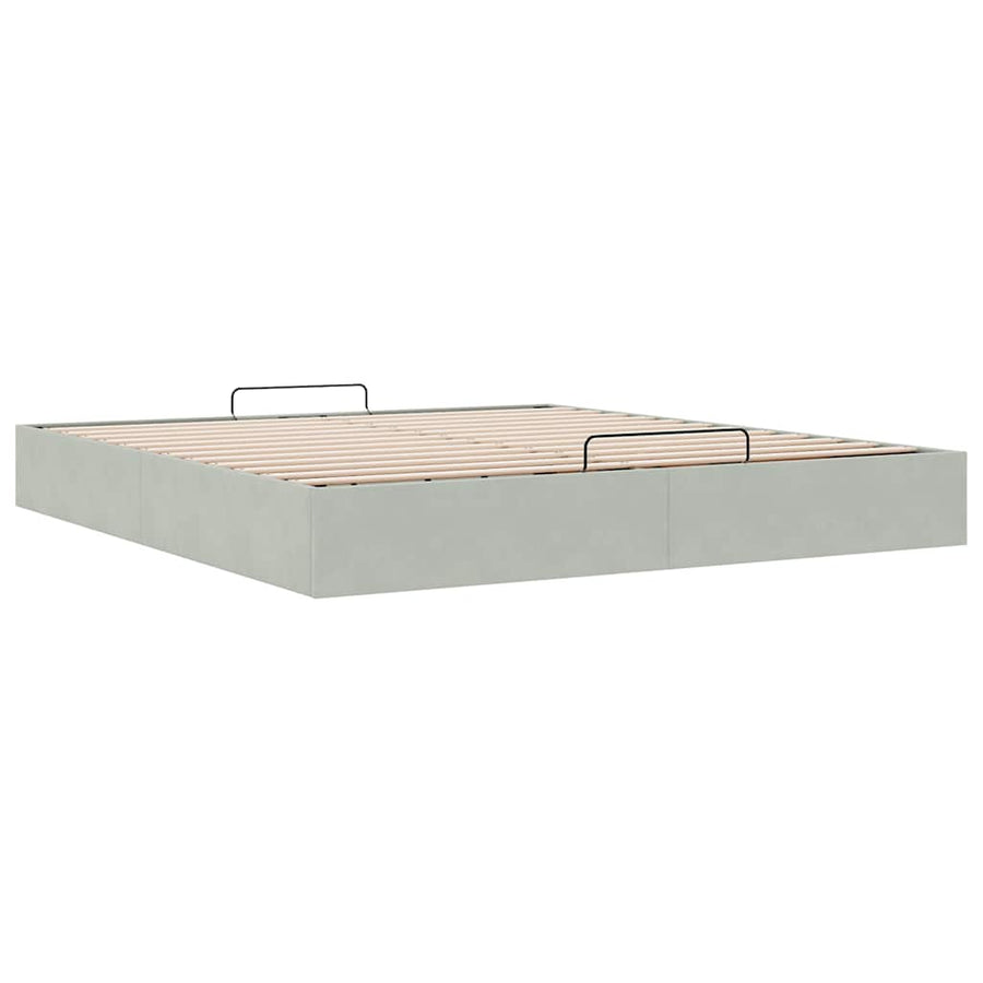 Ottoman bedframe zonder matras 200x200 cm fluweel lichtgrijs