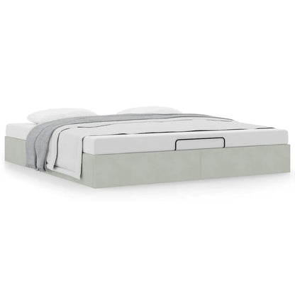 Ottoman bedframe zonder matras 200x200 cm fluweel lichtgrijs