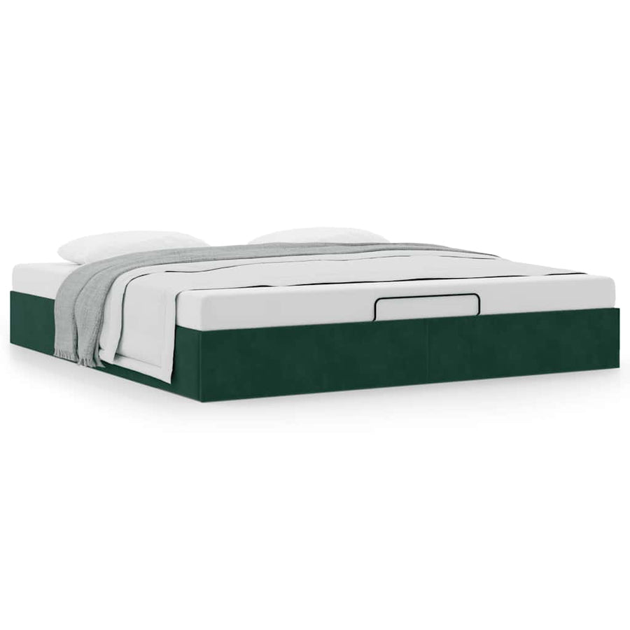 Ottoman bedframe zonder matras 200x200 cm fluweel donkergroen