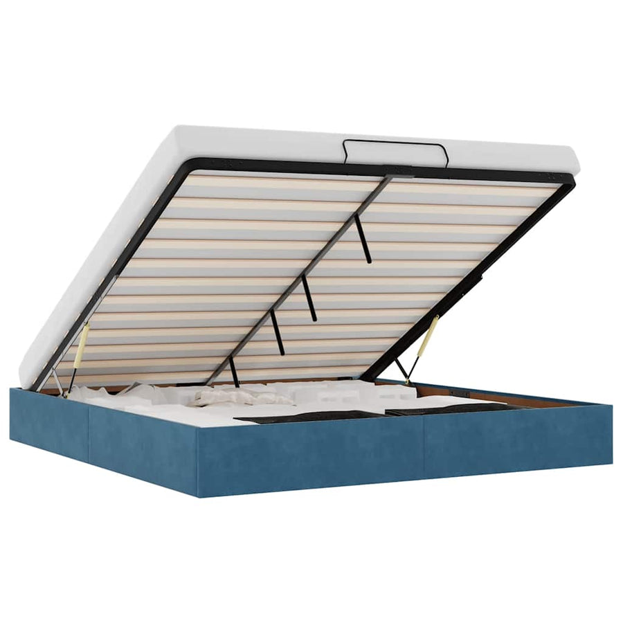 Ottoman Bedframe Zonder Matras 200X200 Cm Fluweel Donkerblauw