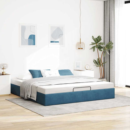 Ottoman Bedframe Zonder Matras 200X200 Cm Fluweel Donkerblauw