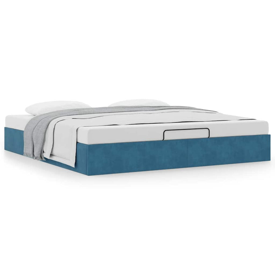 Ottoman Bedframe Zonder Matras 200X200 Cm Fluweel Donkerblauw