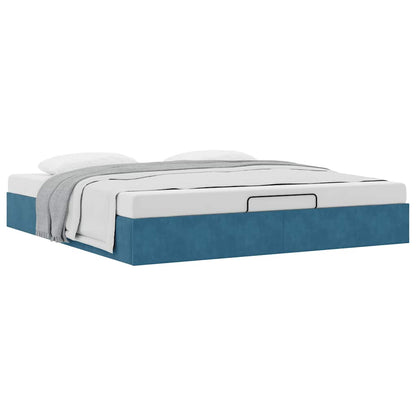 Ottoman Bedframe Zonder Matras 200X200 Cm Fluweel Donkerblauw