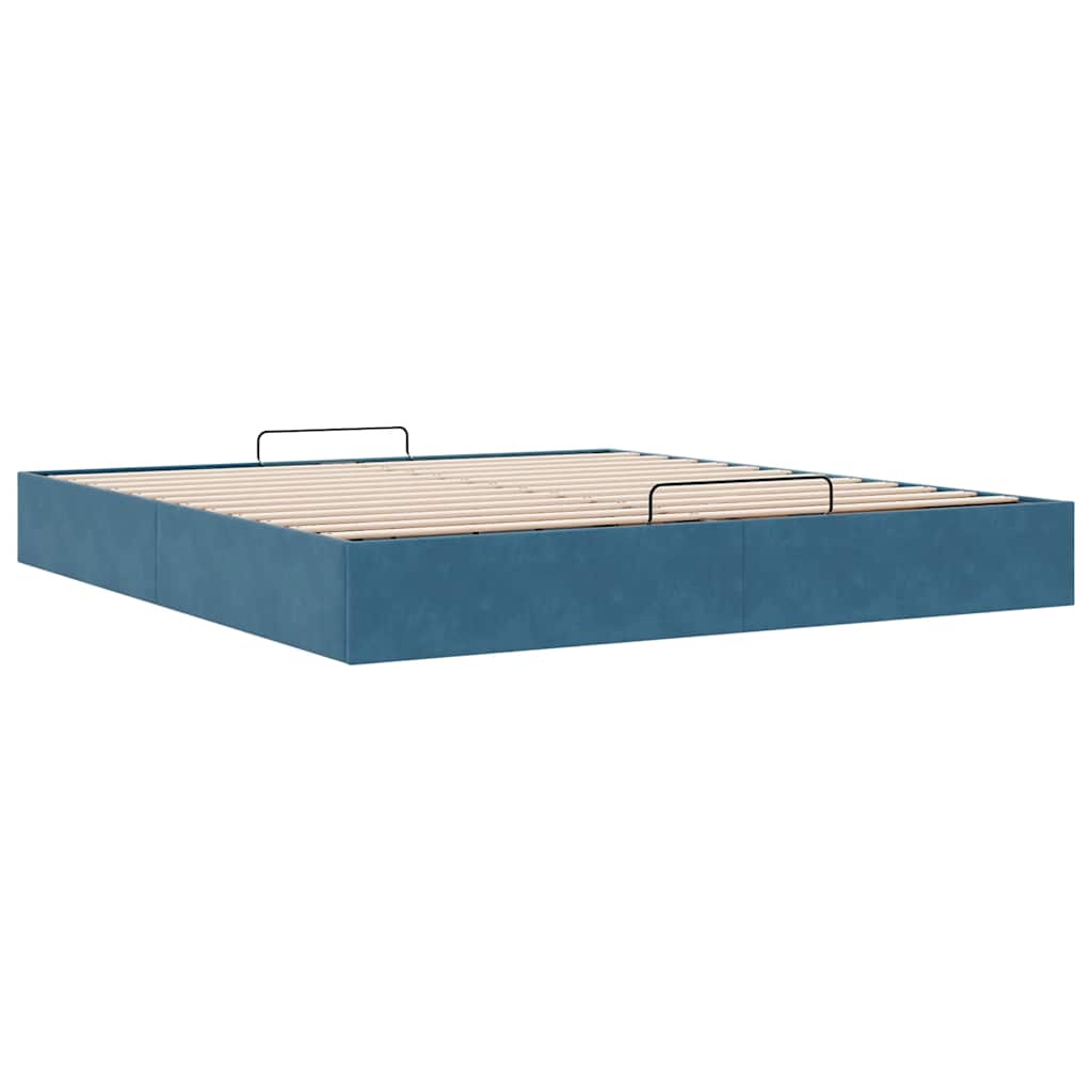 Ottoman Bedframe Zonder Matras 200X200 Cm Fluweel Donkerblauw
