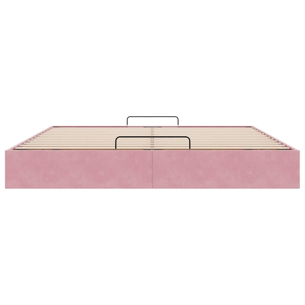 Ottoman bedframe zonder matras 200x200 cm fluweel roze