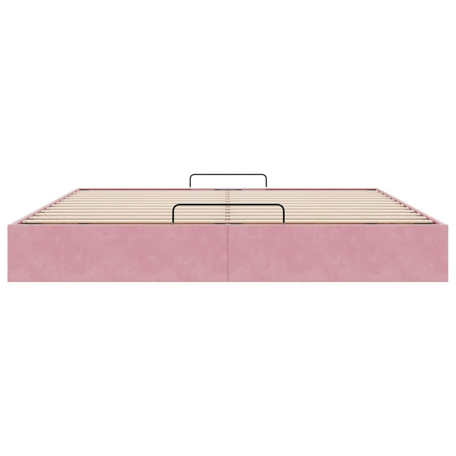 Ottoman bedframe zonder matras 200x200 cm fluweel roze