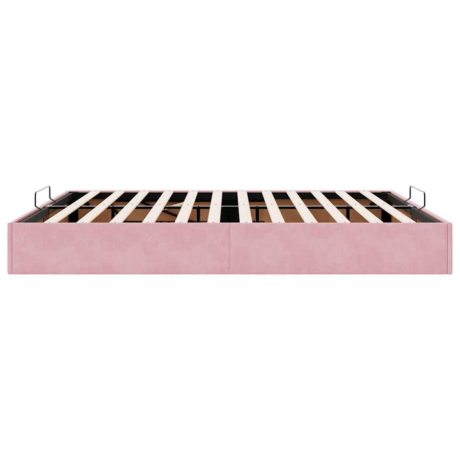 Ottoman bedframe zonder matras 200x200 cm fluweel roze