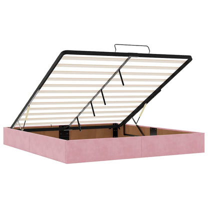 Ottoman bedframe zonder matras 200x200 cm fluweel roze