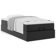 Ottoman bed with mattress 80x200cm faux leather black