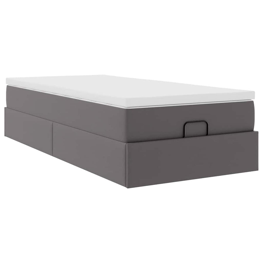 Ottoman bed met matras 80x200 cm kunstleer grijs