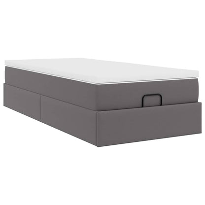 Ottoman bed met matras 80x200 cm kunstleer grijs