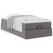 Ottoman bed with mattress 80x200 cm faux leather grey