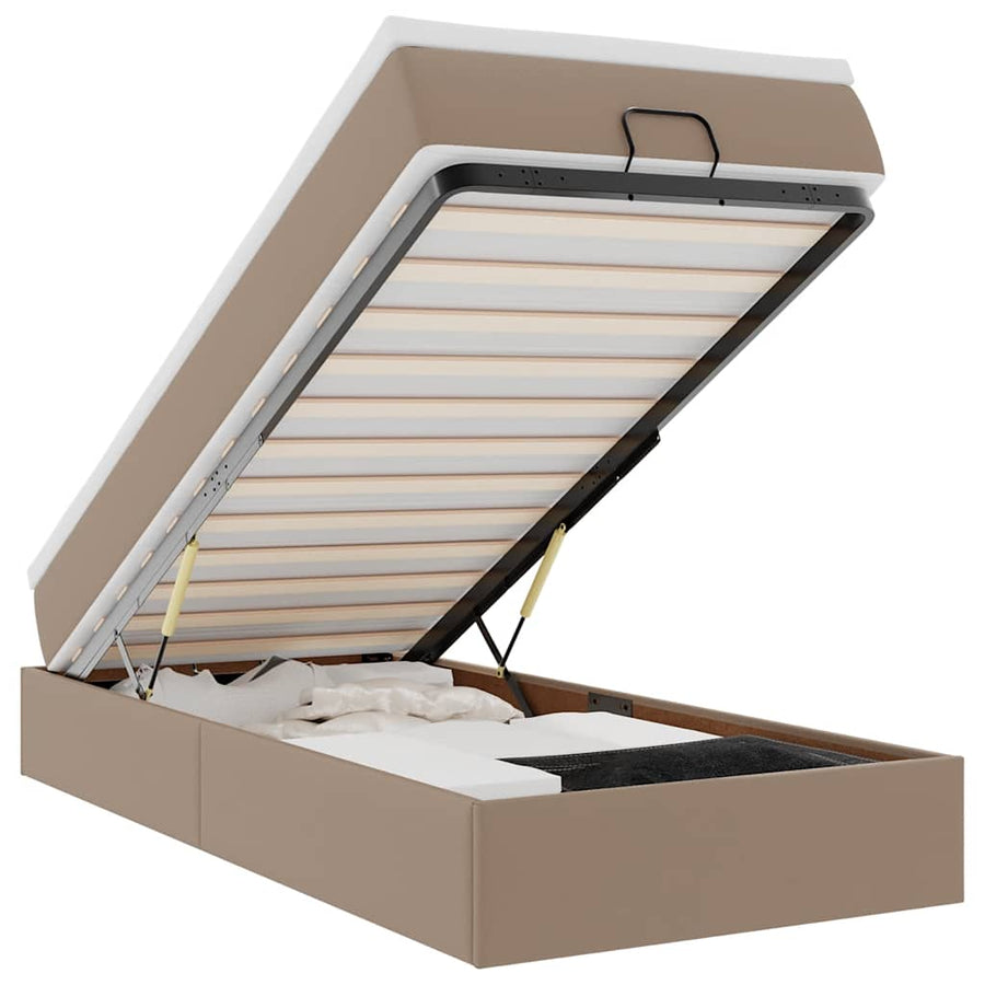 Ottoman bed met matras 80x200 cm kunstleer cappuccinokleurig