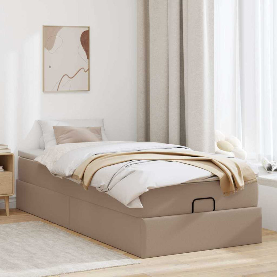 Ottoman bed met matras 80x200 cm kunstleer cappuccinokleurig
