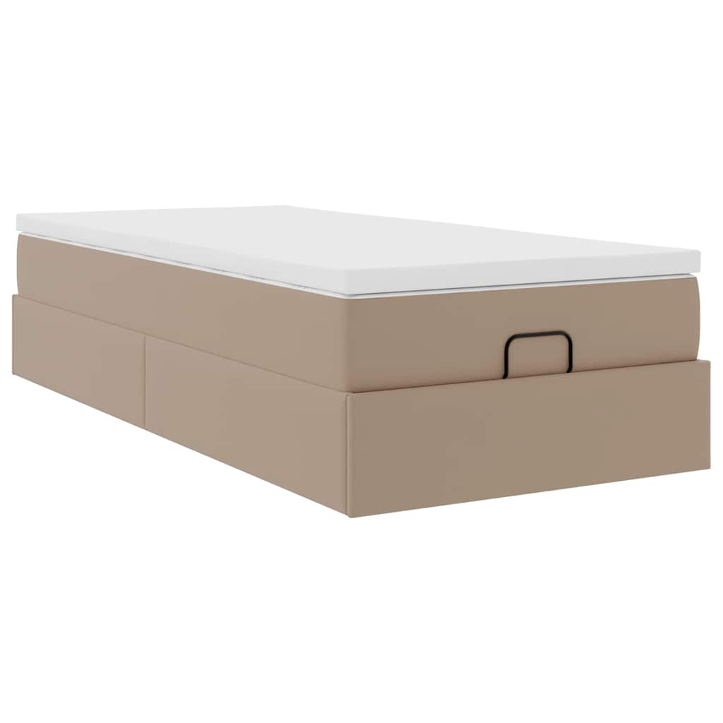 Ottoman bed met matras 80x200 cm kunstleer cappuccinokleurig