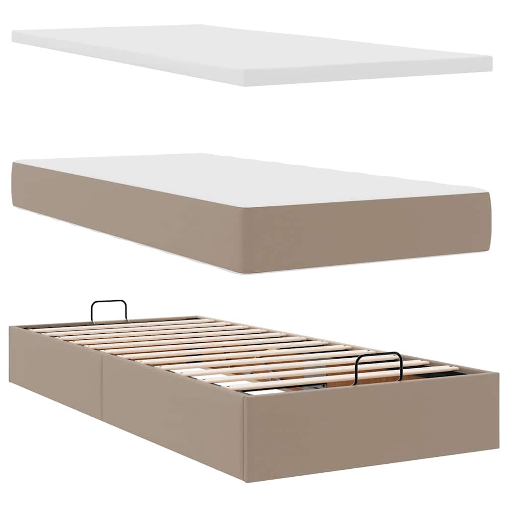 Ottoman bed met matras 80x200 cm kunstleer cappuccinokleurig