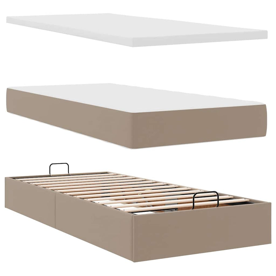 Ottoman bed met matras 80x200 cm kunstleer cappuccinokleurig