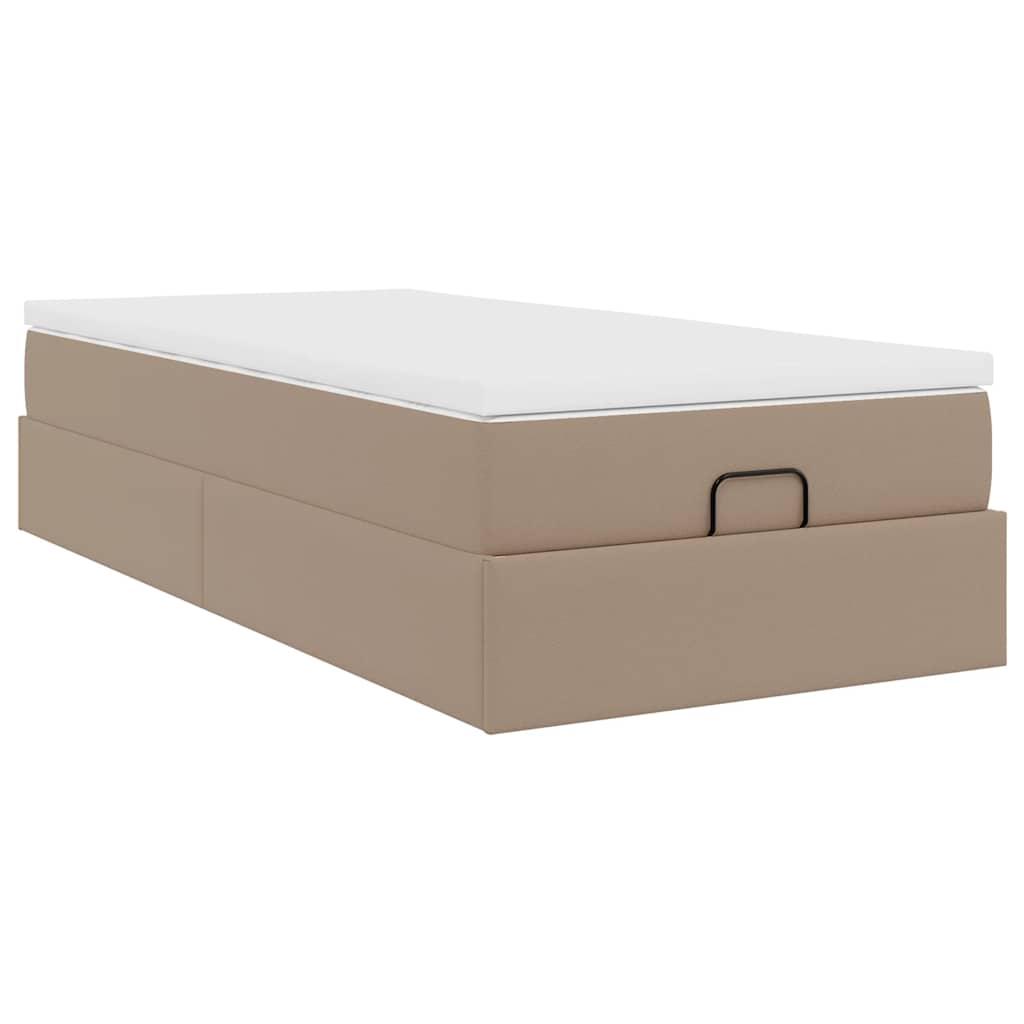 Ottoman bed met matras 80x200 cm kunstleer cappuccinokleurig