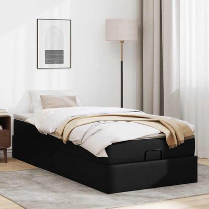Ottoman bed met matras 90x190 cm kunstleer zwart