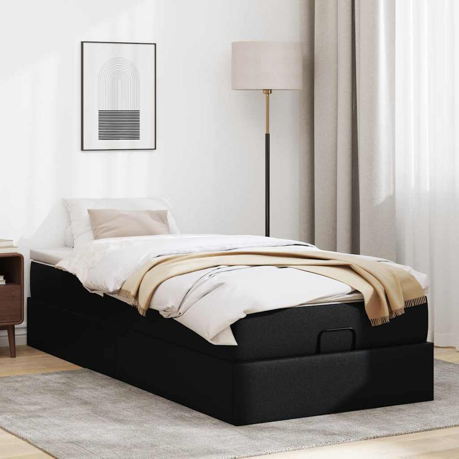 Ottoman bed met matras 90x190 cm kunstleer zwart