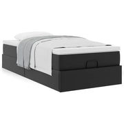 Ottoman bed with mattress 90x190 cm faux leather black