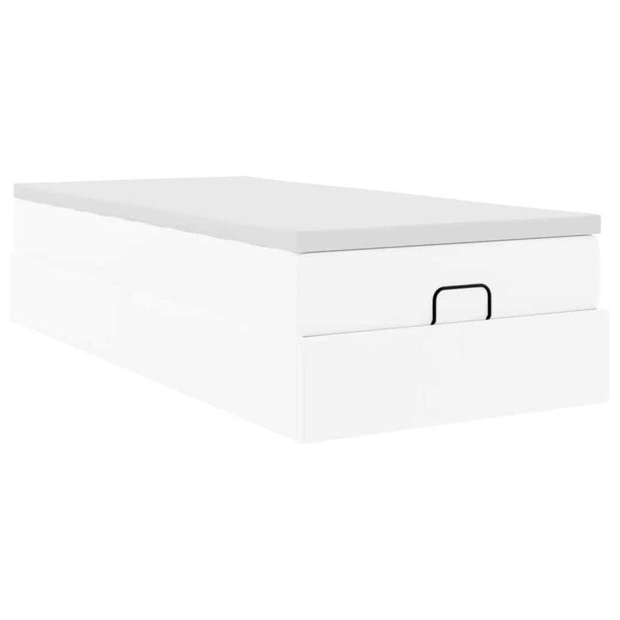 Ottoman bed met matras 90x190cm kunstleer wit
