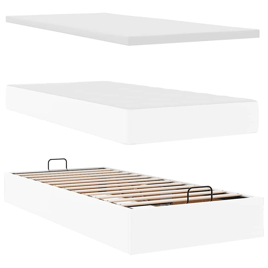 Ottoman bed met matras 90x190cm kunstleer wit