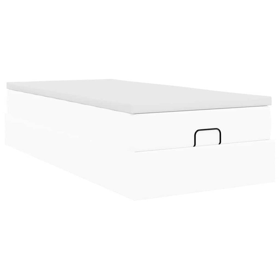 Ottoman bed met matras 90x190cm kunstleer wit