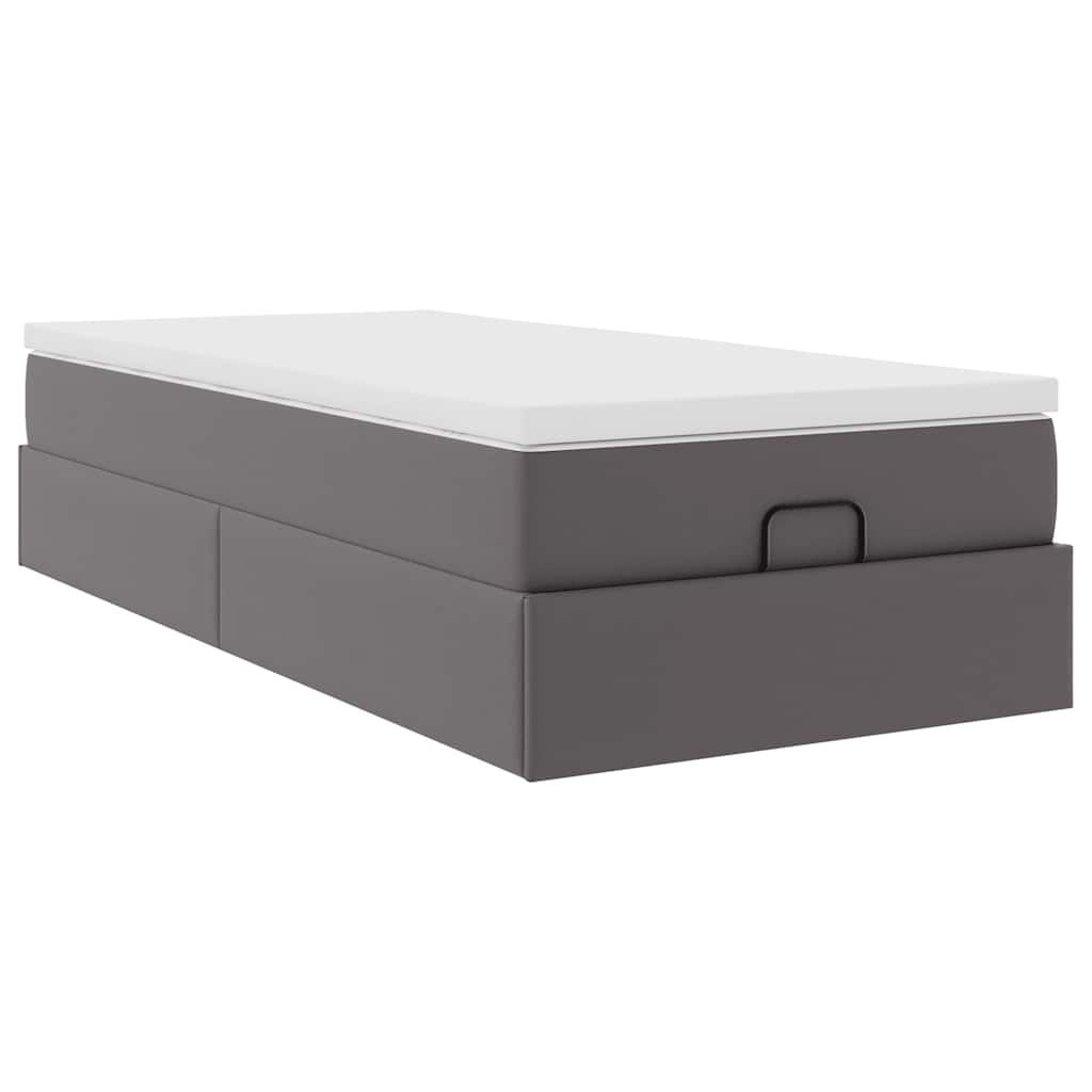 Ottoman bed met matras 90x190cm kunstleer grijs
