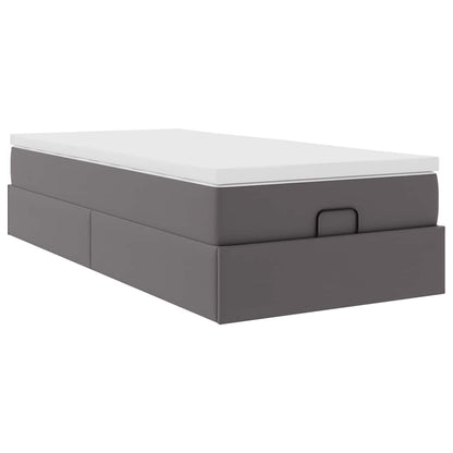 Ottoman bed met matras 90x190cm kunstleer grijs