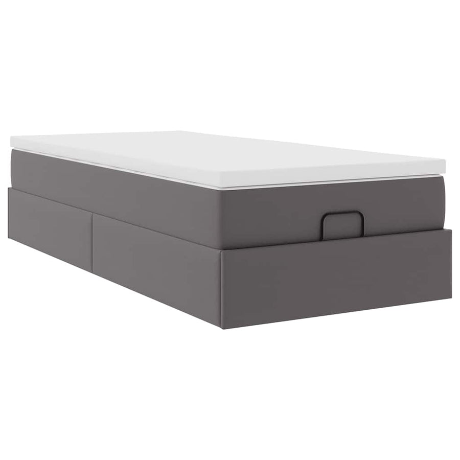 Ottoman bed met matras 90x190cm kunstleer grijs