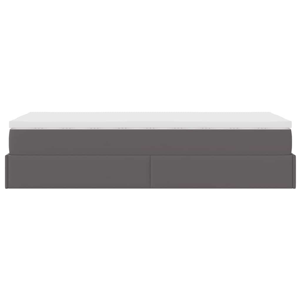 Ottoman bed met matras 90x190cm kunstleer grijs